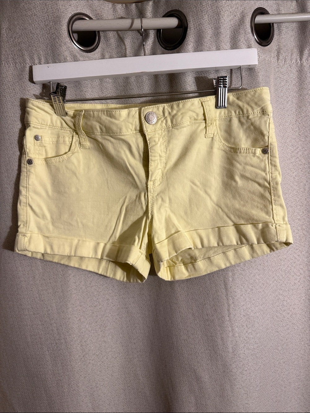 Celebrity Pink Light Yellow Rolled-Hem Jean Shorts